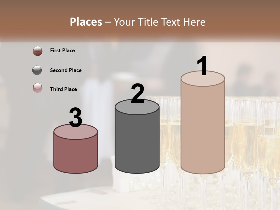 A Group Of People Standing Around A Table With Glasses Of Champagne PowerPoint Template