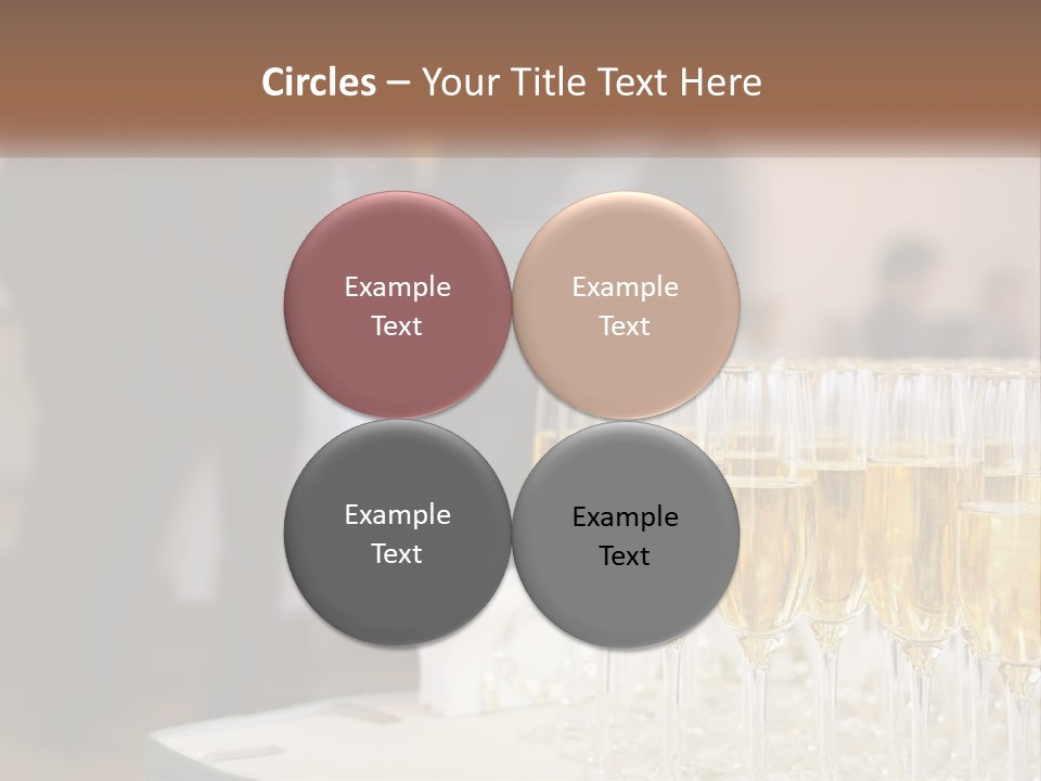 A Group Of People Standing Around A Table With Glasses Of Champagne PowerPoint Template