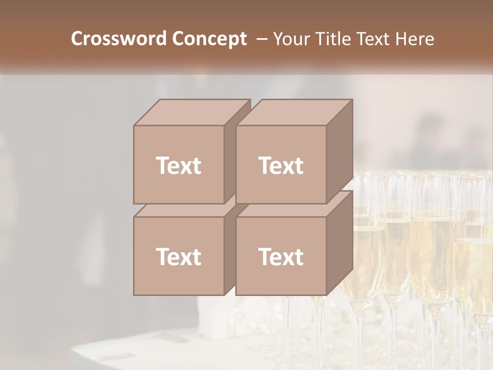 A Group Of People Standing Around A Table With Glasses Of Champagne PowerPoint Template