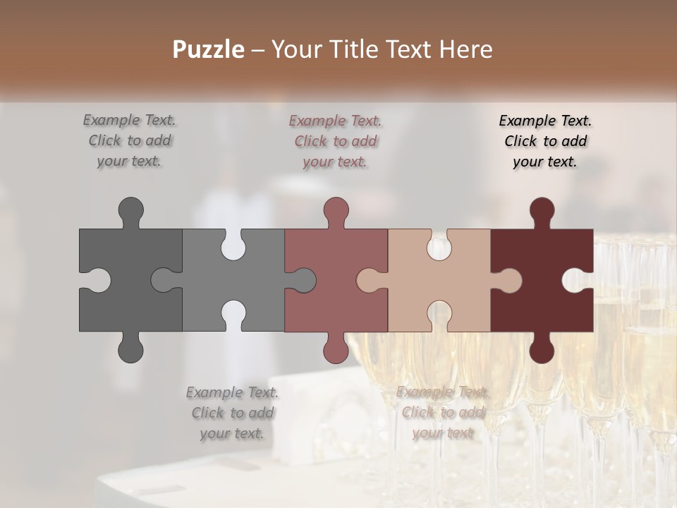 A Group Of People Standing Around A Table With Glasses Of Champagne PowerPoint Template