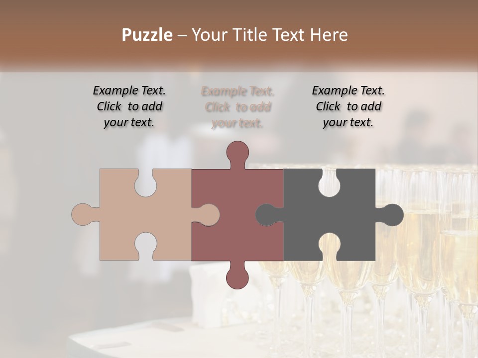 A Group Of People Standing Around A Table With Glasses Of Champagne PowerPoint Template
