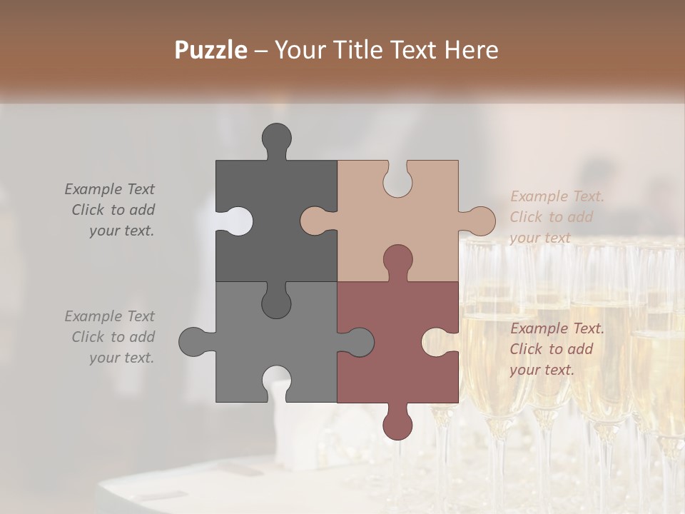 A Group Of People Standing Around A Table With Glasses Of Champagne PowerPoint Template