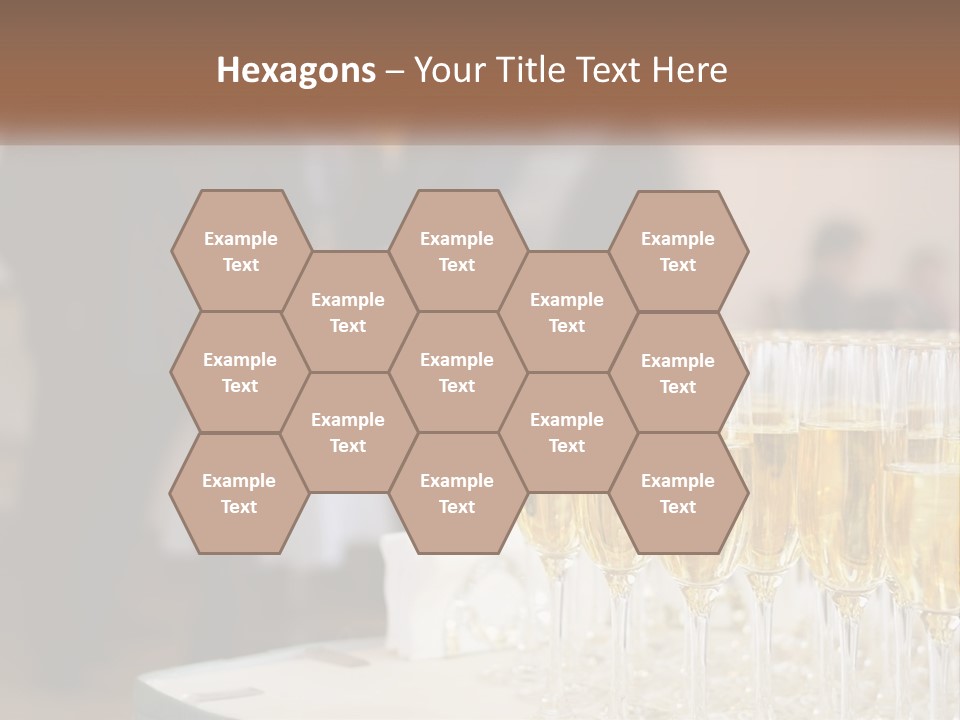 A Group Of People Standing Around A Table With Glasses Of Champagne PowerPoint Template