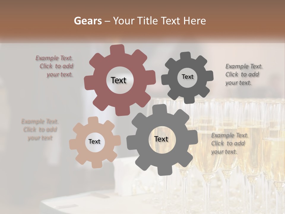 A Group Of People Standing Around A Table With Glasses Of Champagne PowerPoint Template