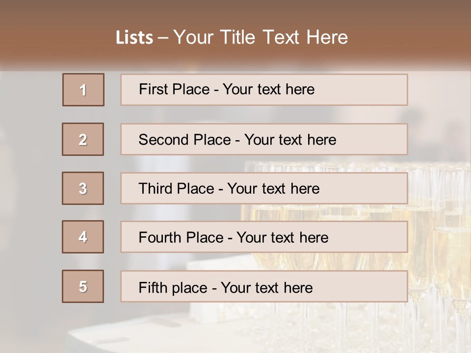 A Group Of People Standing Around A Table With Glasses Of Champagne PowerPoint Template