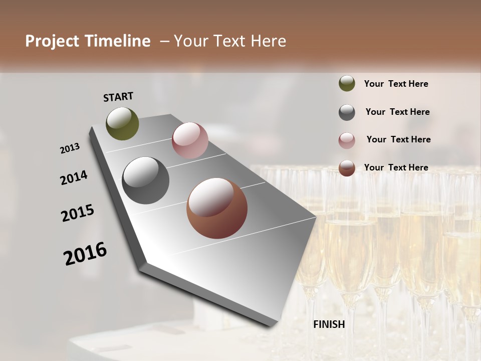 A Group Of People Standing Around A Table With Glasses Of Champagne PowerPoint Template