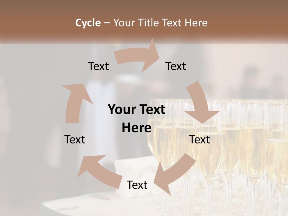 A Group Of People Standing Around A Table With Glasses Of Champagne PowerPoint Template