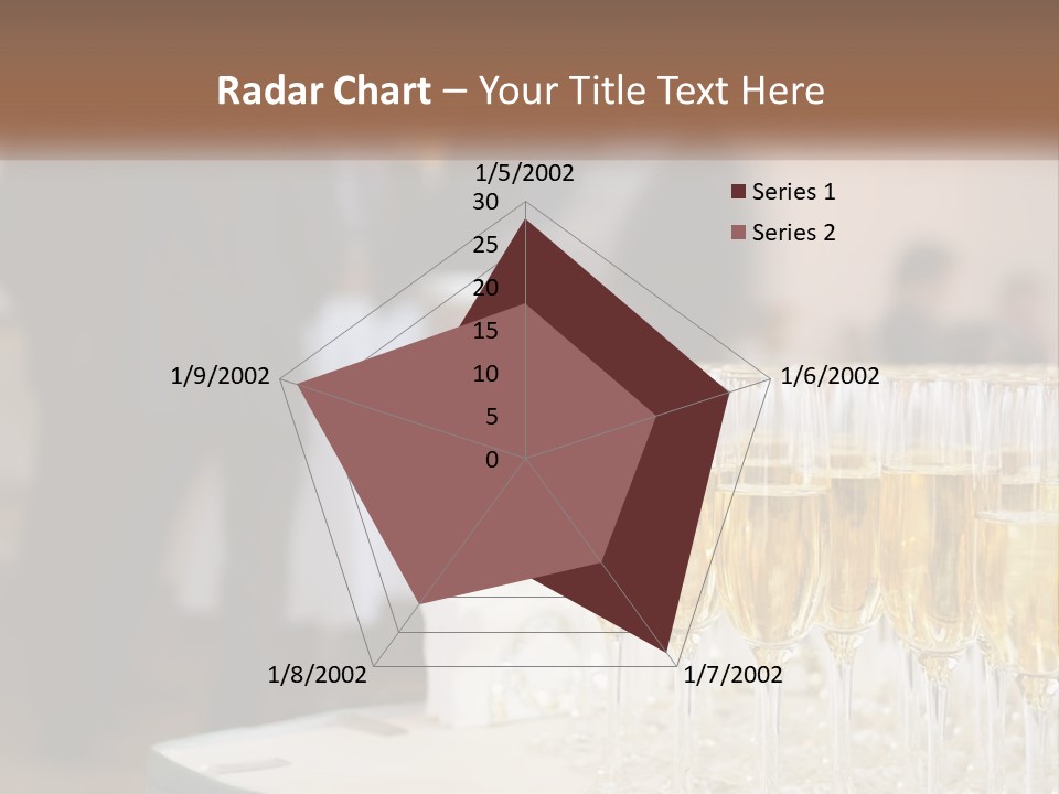 A Group Of People Standing Around A Table With Glasses Of Champagne PowerPoint Template