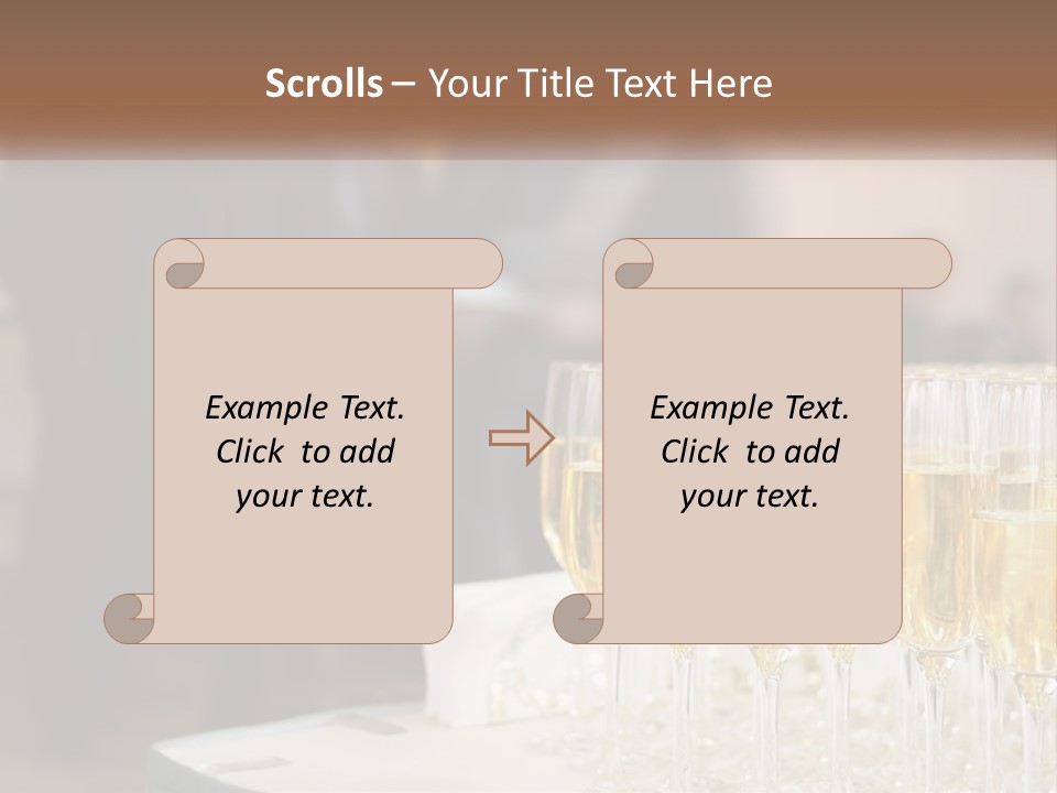 A Group Of People Standing Around A Table With Glasses Of Champagne PowerPoint Template