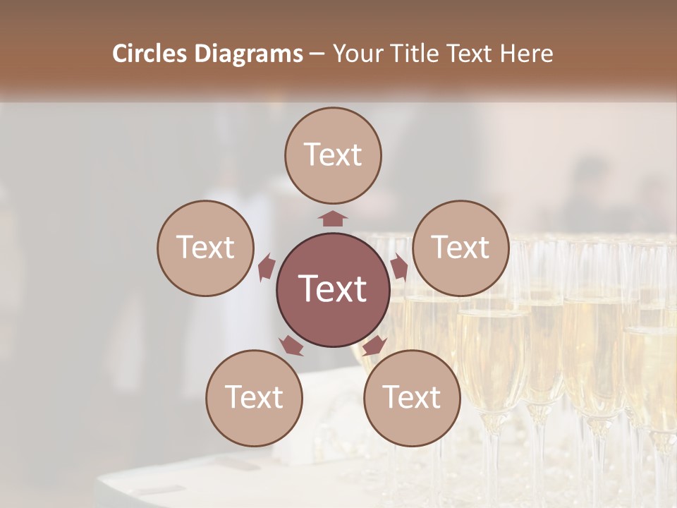 A Group Of People Standing Around A Table With Glasses Of Champagne PowerPoint Template