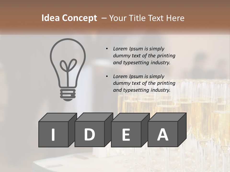 A Group Of People Standing Around A Table With Glasses Of Champagne PowerPoint Template