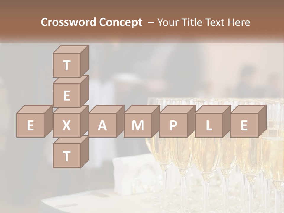 A Group Of People Standing Around A Table With Glasses Of Champagne PowerPoint Template