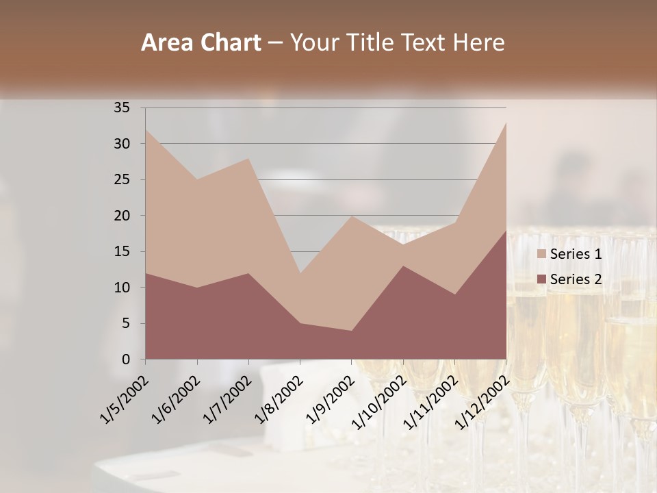 A Group Of People Standing Around A Table With Glasses Of Champagne PowerPoint Template