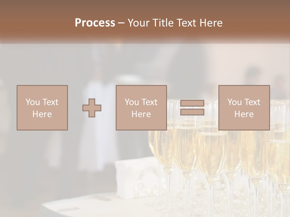 A Group Of People Standing Around A Table With Glasses Of Champagne PowerPoint Template