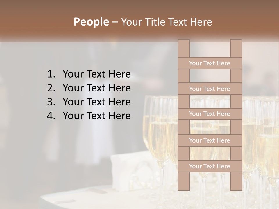 A Group Of People Standing Around A Table With Glasses Of Champagne PowerPoint Template