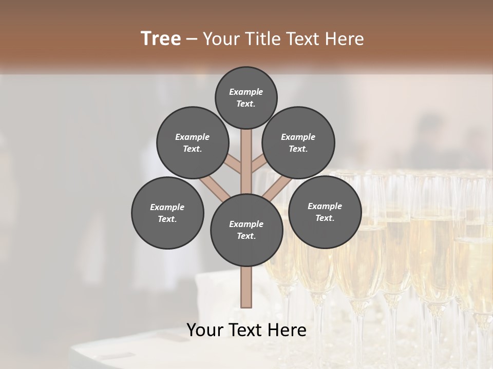 A Group Of People Standing Around A Table With Glasses Of Champagne PowerPoint Template