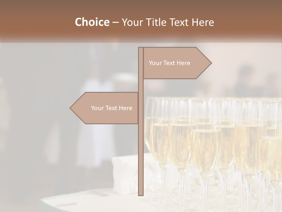 A Group Of People Standing Around A Table With Glasses Of Champagne PowerPoint Template