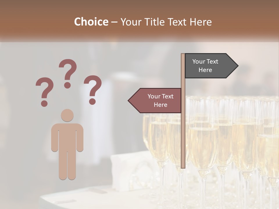 A Group Of People Standing Around A Table With Glasses Of Champagne PowerPoint Template