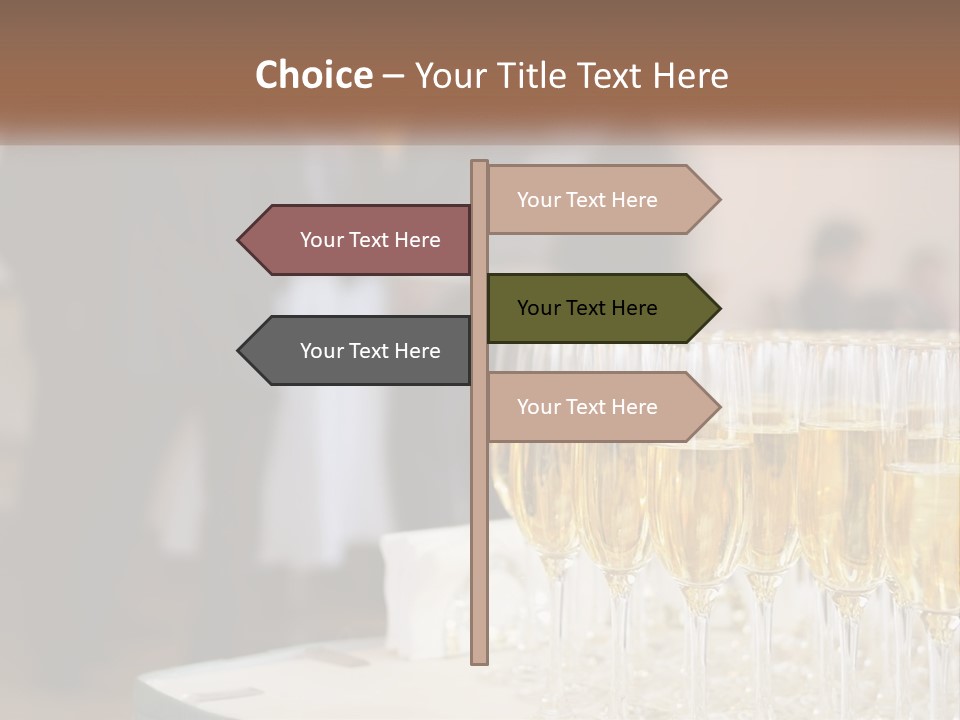 A Group Of People Standing Around A Table With Glasses Of Champagne PowerPoint Template