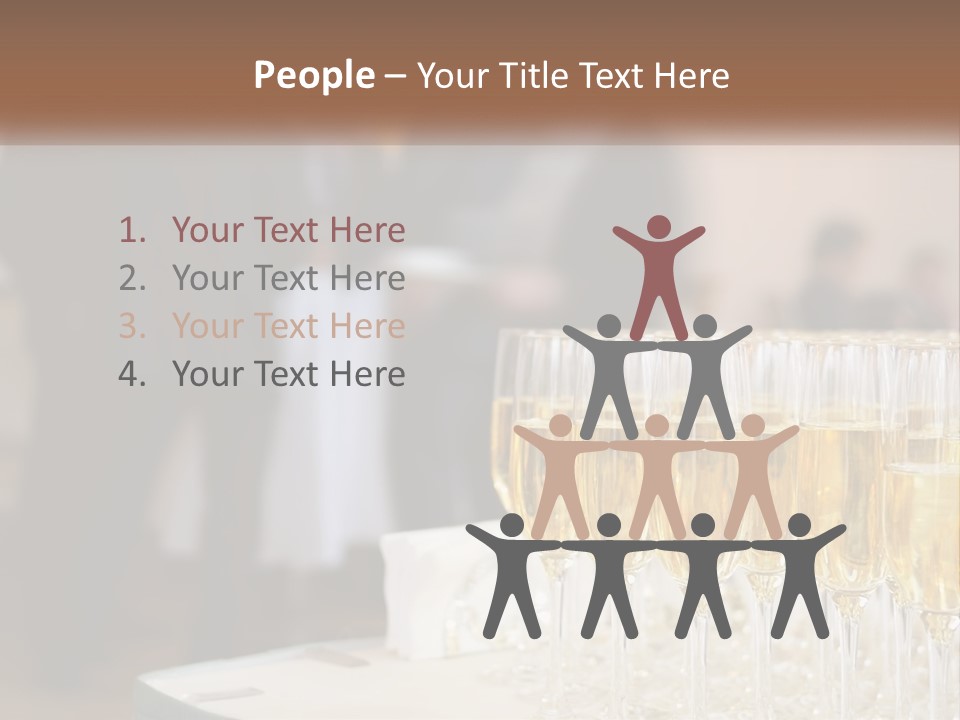 A Group Of People Standing Around A Table With Glasses Of Champagne PowerPoint Template