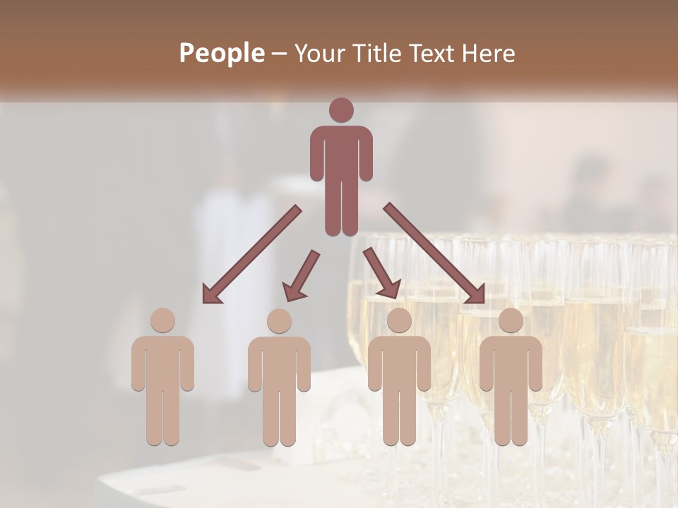 A Group Of People Standing Around A Table With Glasses Of Champagne PowerPoint Template