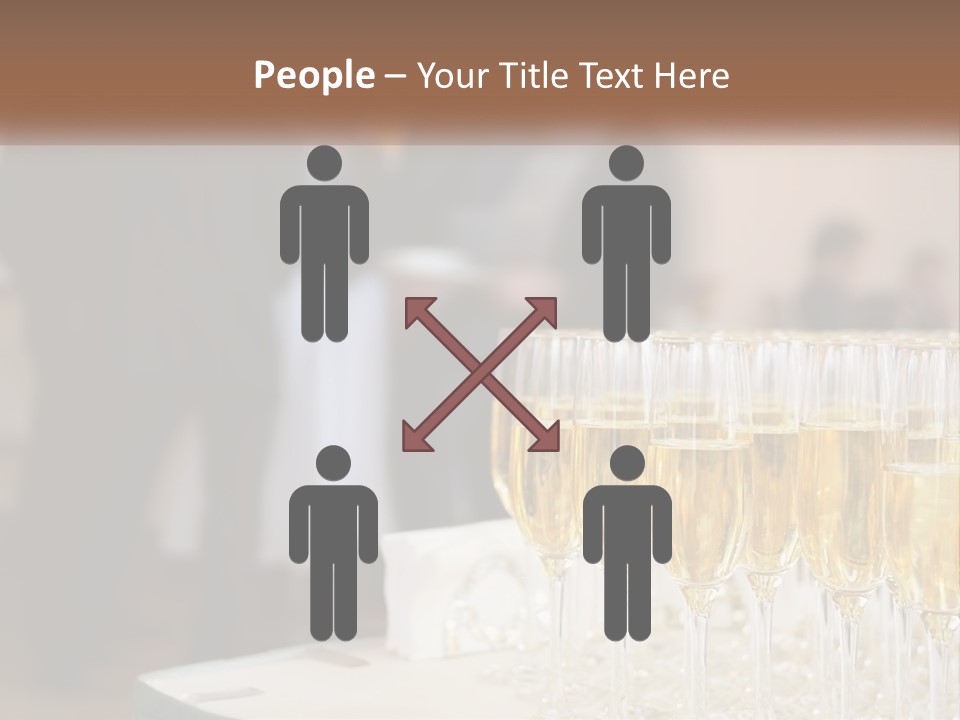 A Group Of People Standing Around A Table With Glasses Of Champagne PowerPoint Template
