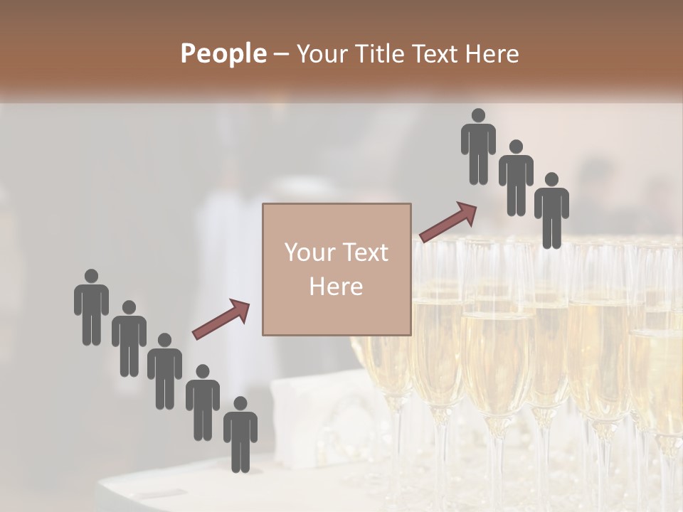 A Group Of People Standing Around A Table With Glasses Of Champagne PowerPoint Template