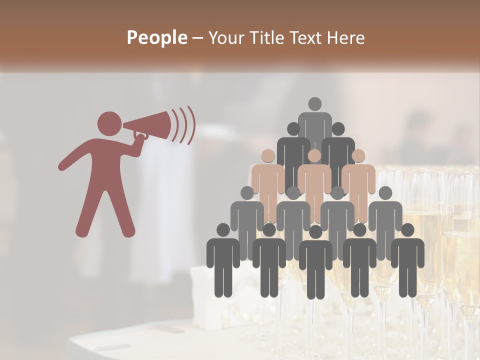 A Group Of People Standing Around A Table With Glasses Of Champagne PowerPoint Template