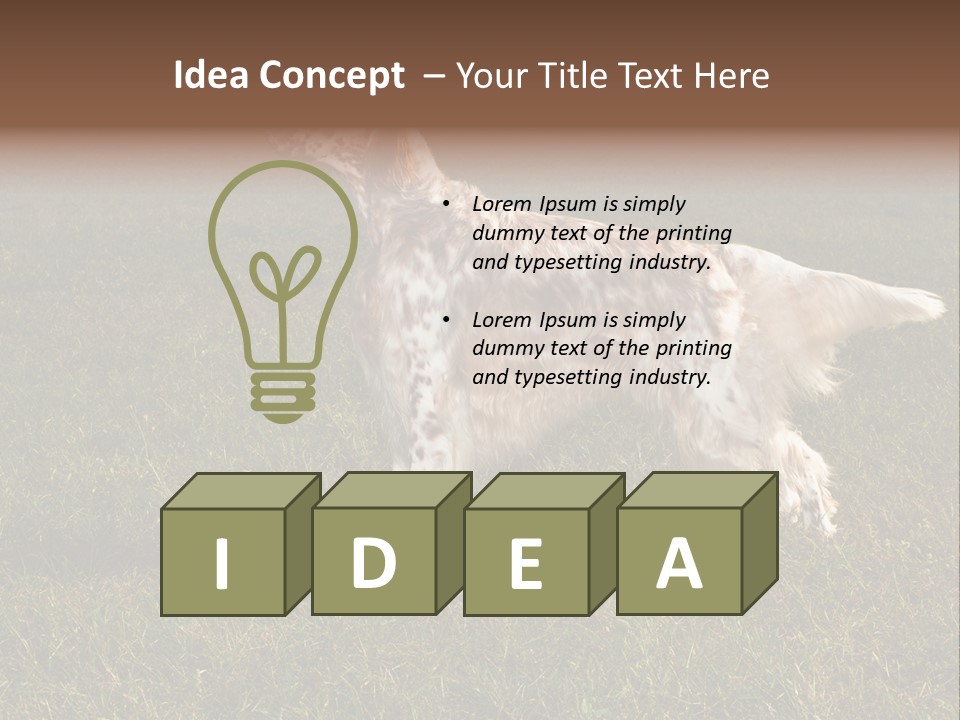 A Brown And White Dog Standing On Top Of A Lush Green Field PowerPoint Template