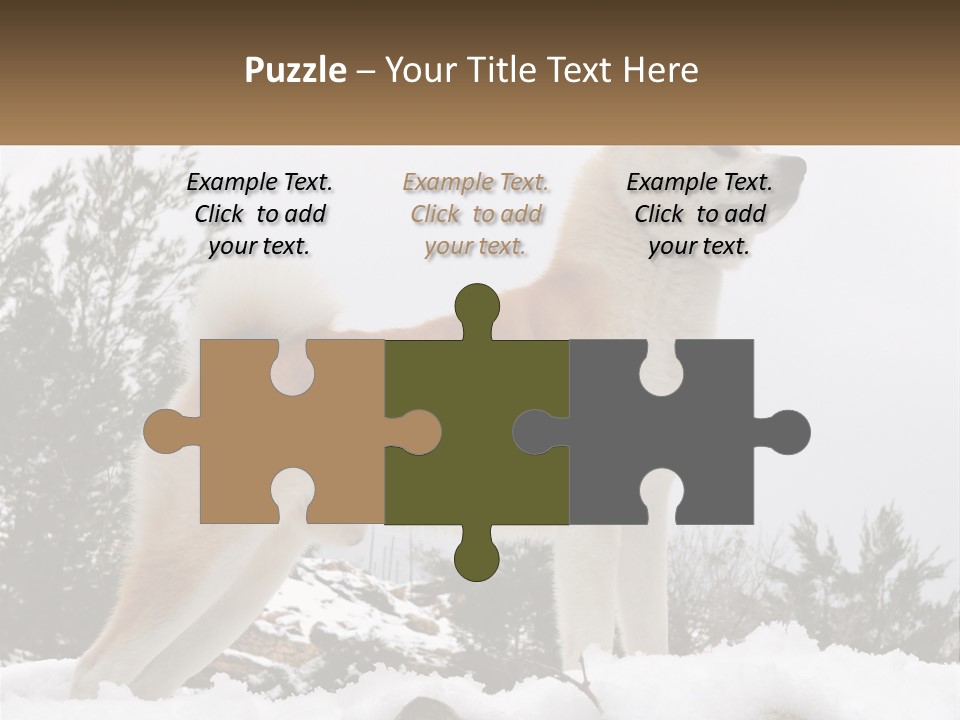 A Brown And White Dog Standing In The Snow PowerPoint Template