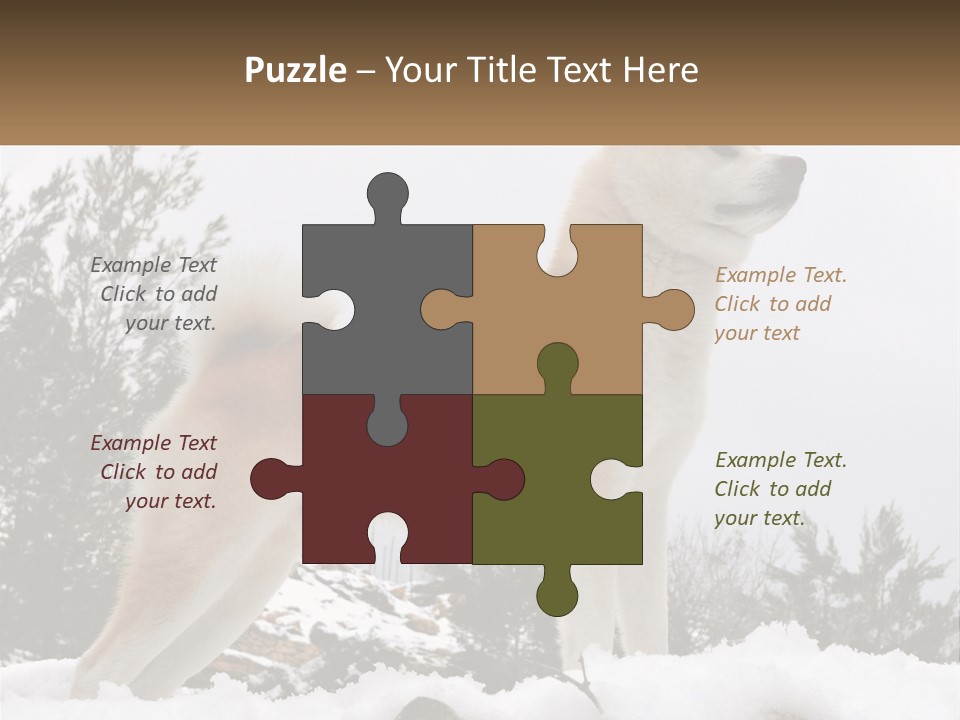 A Brown And White Dog Standing In The Snow PowerPoint Template