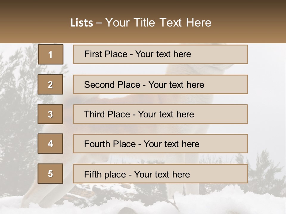 A Brown And White Dog Standing In The Snow PowerPoint Template