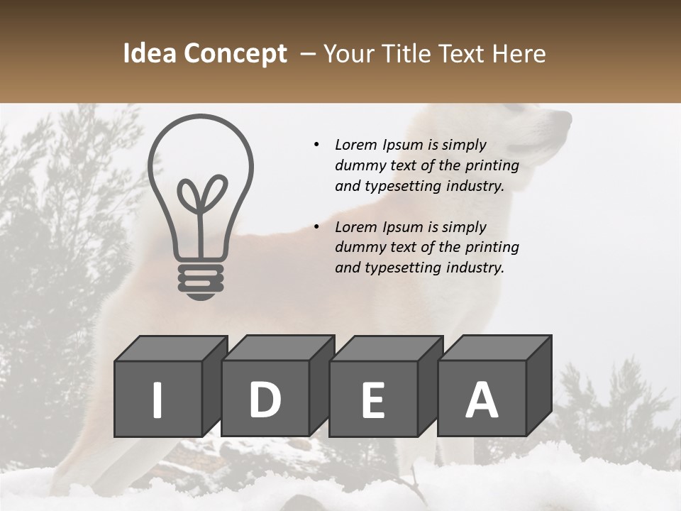 A Brown And White Dog Standing In The Snow PowerPoint Template