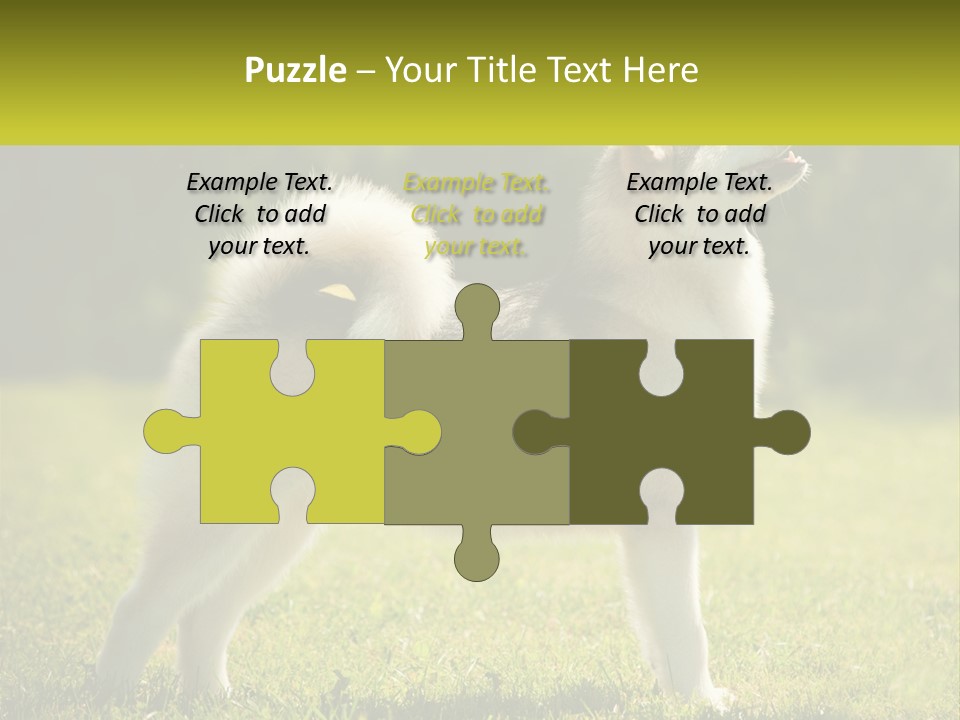 A Dog Standing In The Grass With A Sign In Front Of It PowerPoint Template