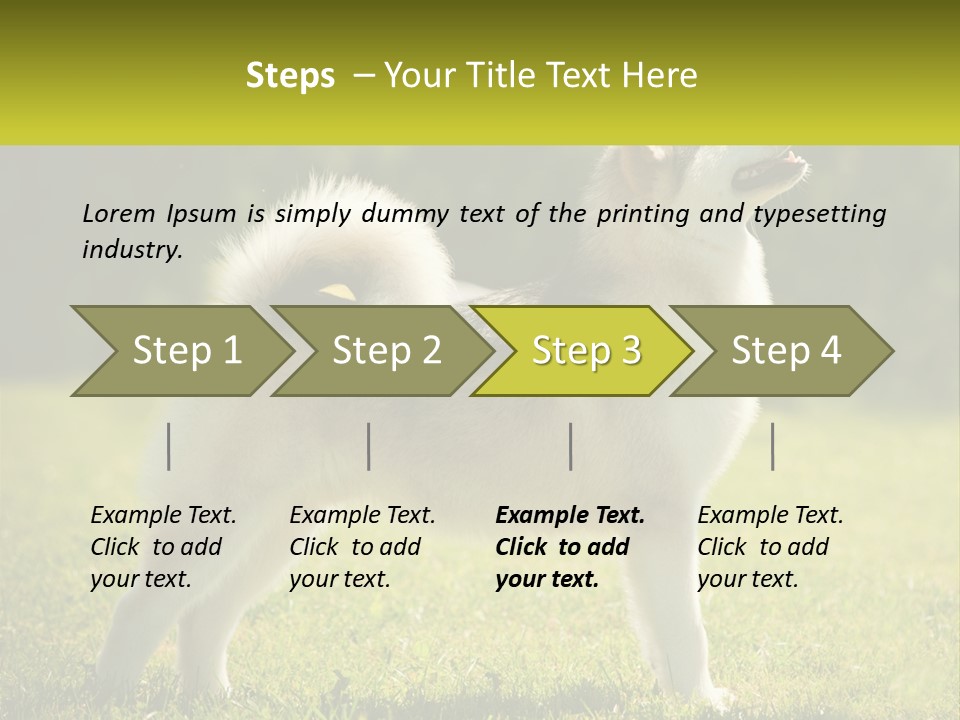 A Dog Standing In The Grass With A Sign In Front Of It PowerPoint Template