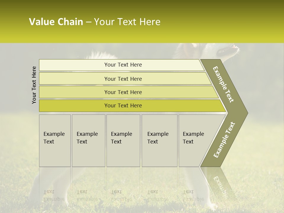 A Dog Standing In The Grass With A Sign In Front Of It PowerPoint Template