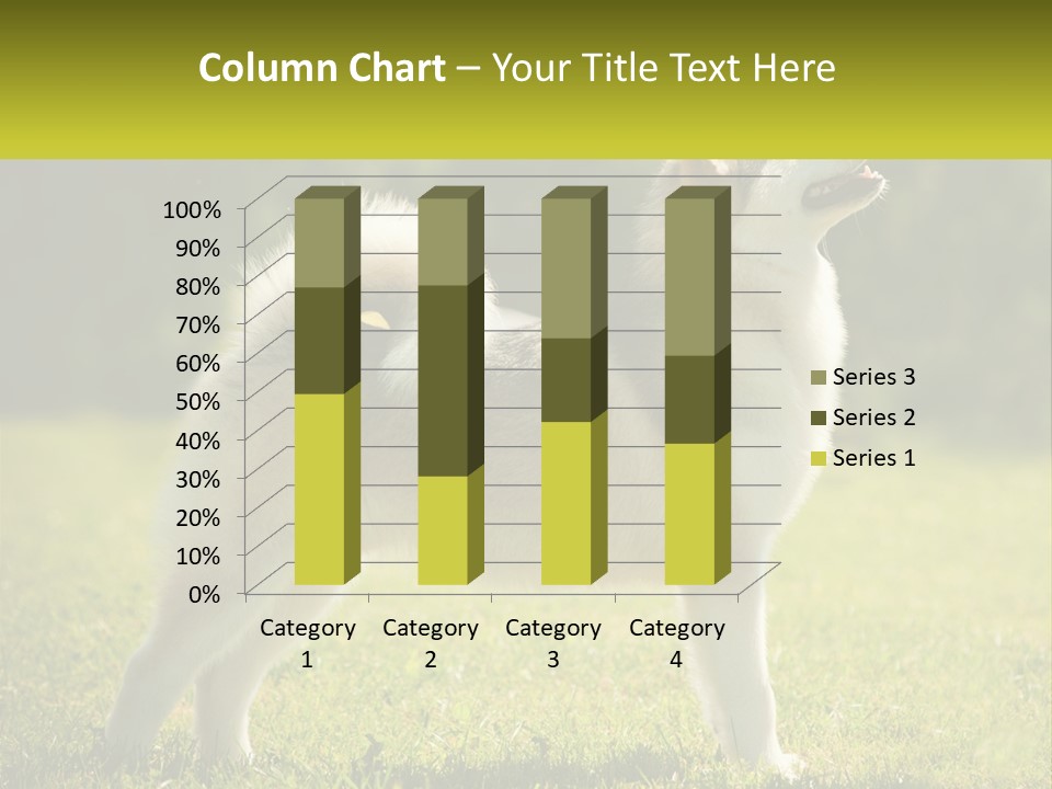 A Dog Standing In The Grass With A Sign In Front Of It PowerPoint Template