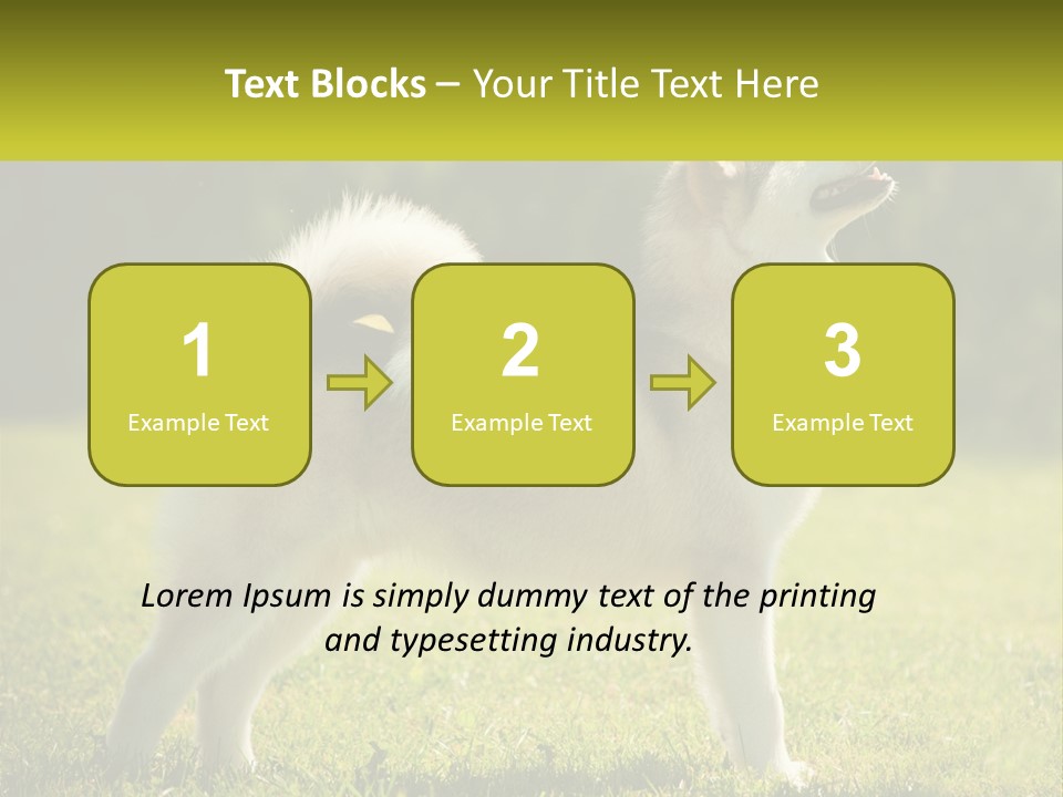 A Dog Standing In The Grass With A Sign In Front Of It PowerPoint Template