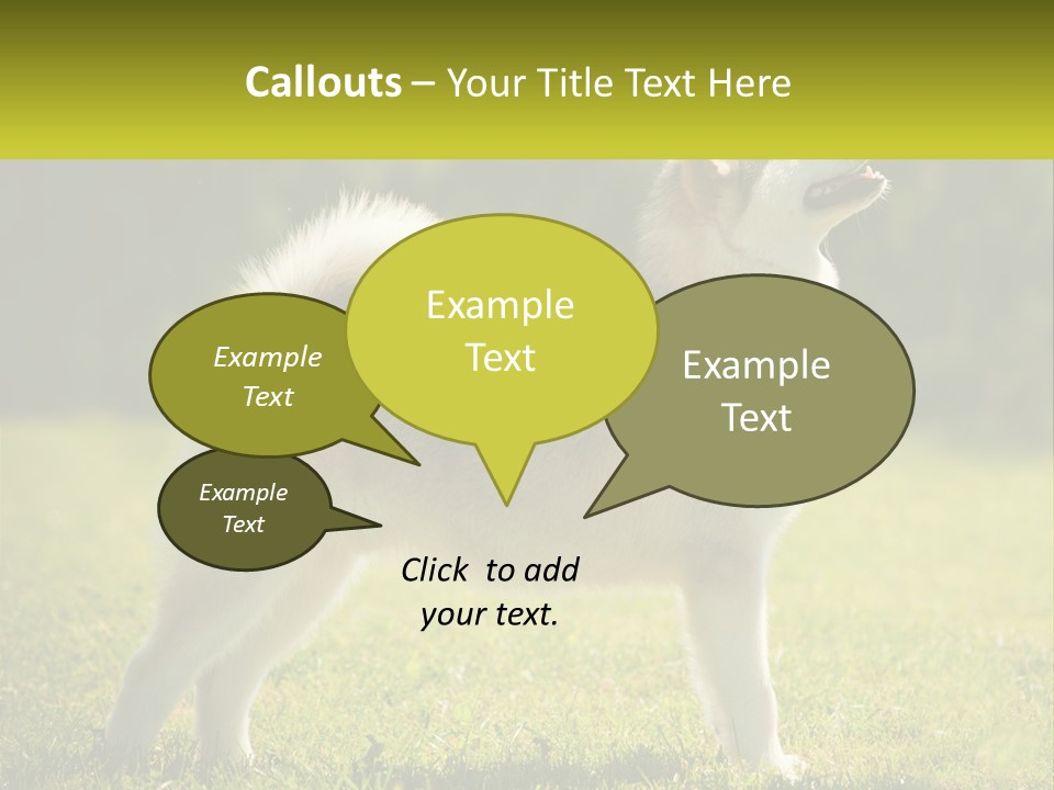 A Dog Standing In The Grass With A Sign In Front Of It PowerPoint Template