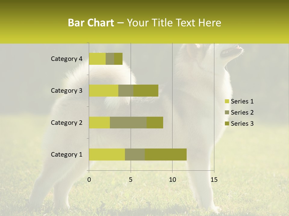 A Dog Standing In The Grass With A Sign In Front Of It PowerPoint Template