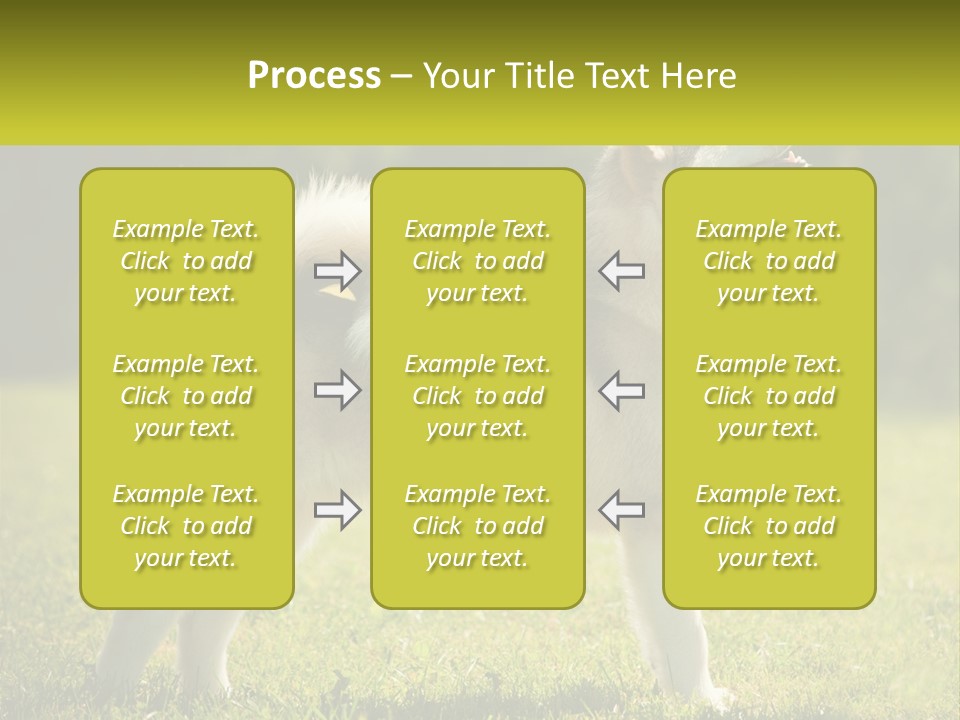 A Dog Standing In The Grass With A Sign In Front Of It PowerPoint Template