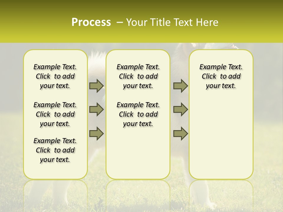 A Dog Standing In The Grass With A Sign In Front Of It PowerPoint Template
