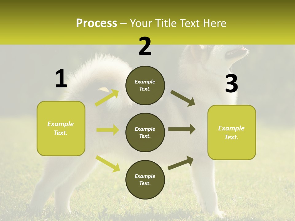 A Dog Standing In The Grass With A Sign In Front Of It PowerPoint Template