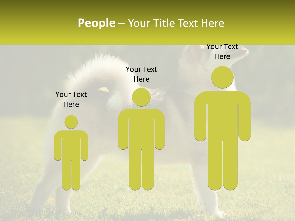 A Dog Standing In The Grass With A Sign In Front Of It PowerPoint Template