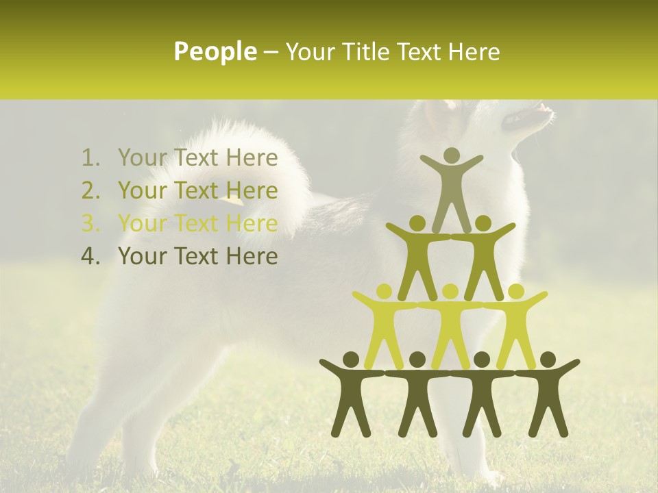 A Dog Standing In The Grass With A Sign In Front Of It PowerPoint Template
