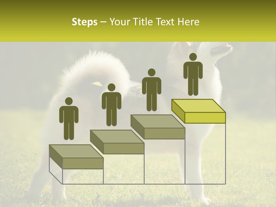 A Dog Standing In The Grass With A Sign In Front Of It PowerPoint Template