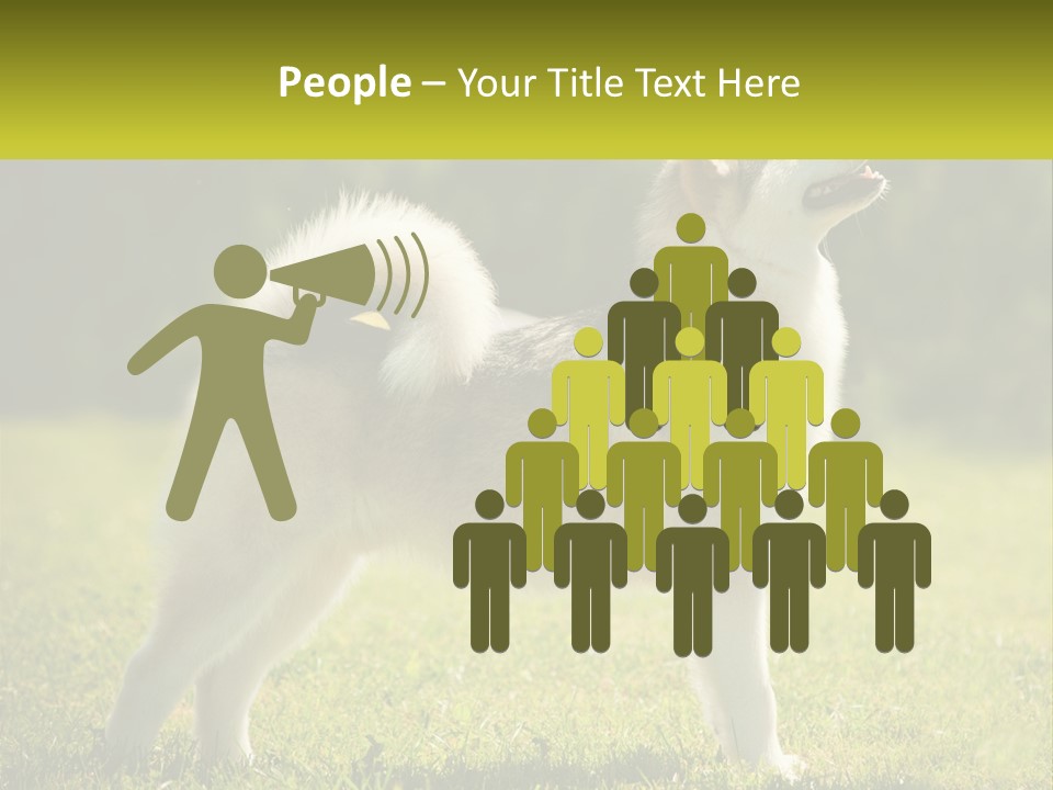 A Dog Standing In The Grass With A Sign In Front Of It PowerPoint Template