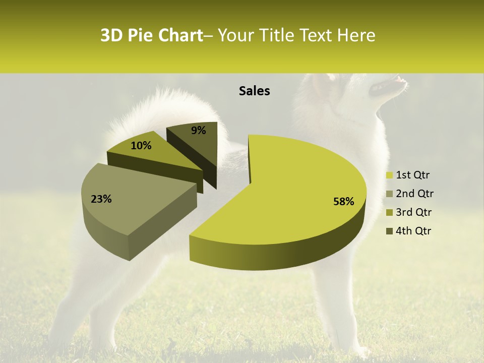 A Dog Standing In The Grass With A Sign In Front Of It PowerPoint Template
