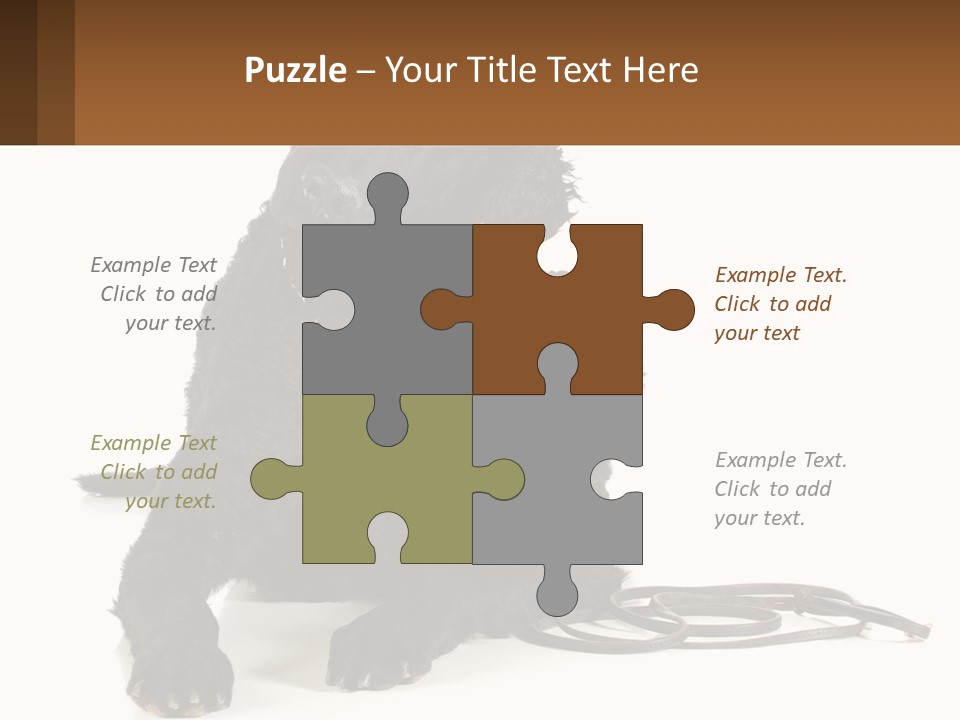 A Black Dog With A Leash On A White Background PowerPoint Template