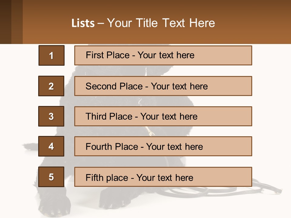 A Black Dog With A Leash On A White Background PowerPoint Template